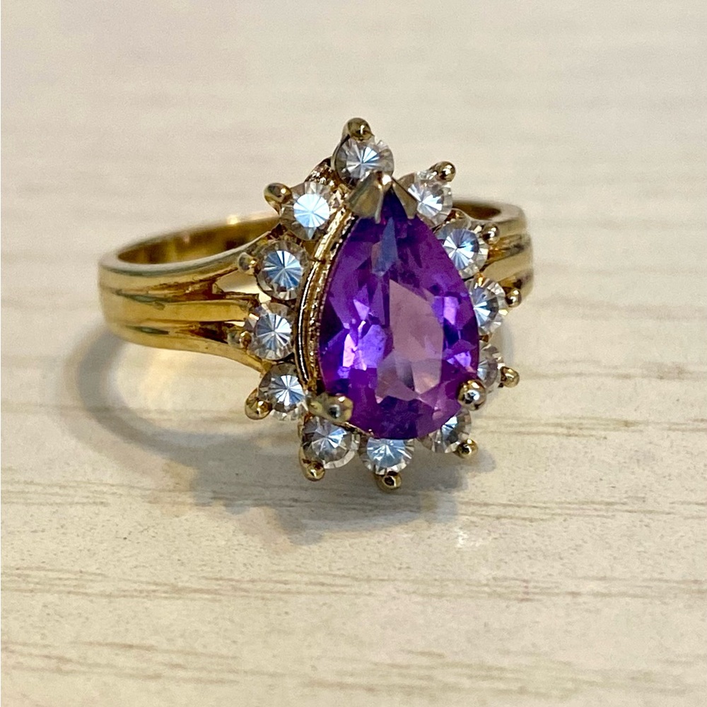 Vintage Sterling Silver Amethyst Ring Size 6
